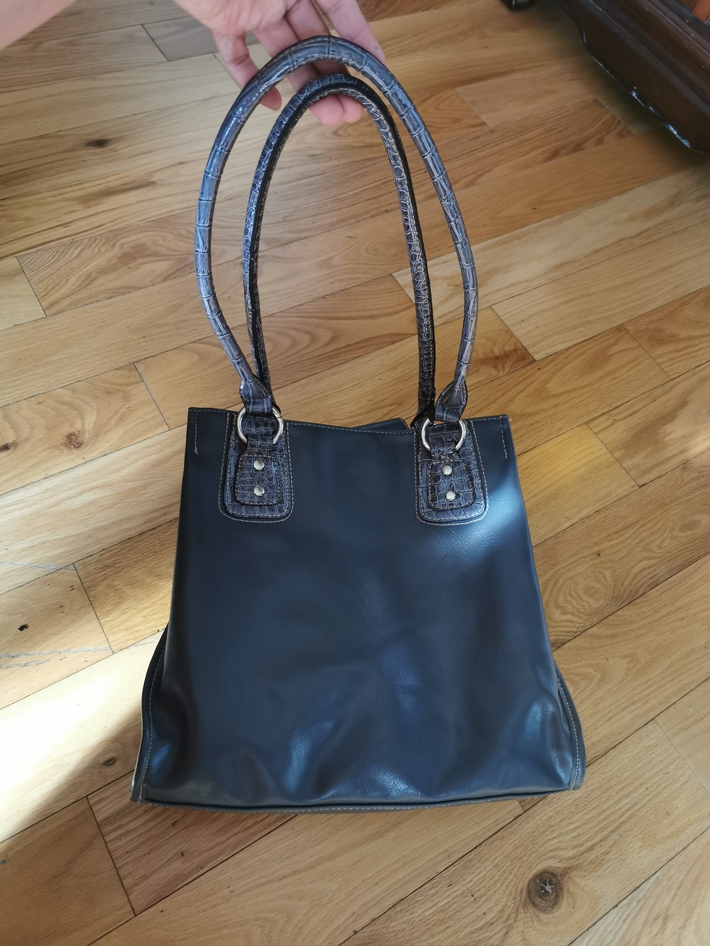 Classic gry Tote Bag with Textured Handles